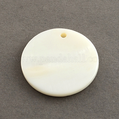 Flat Round Sea Shell Charms&nbsp;SSHEL-R025-6mm-1