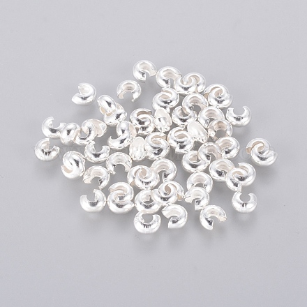 真鍮製つぶし玉カバーカシメ玉カバー  ラウンド  銀色のメッキ  直径約4mm  厚さ3mm  穴：1.5mm&nbsp;EC266-S-1