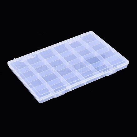 プラスチックビーズ収納ケース  24のコンパートメント  長方形  透明  28.5x19.5x2.2cm  コンパートメント：44.5x45mm&nbsp;CON-Q031-03A-1