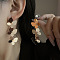 Iron Dangle Stud Earrings, Golden, Butterfly, 62x21.5mm