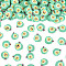 Handmade Polymer Clay Cabochons, Durian, Medium Aquamarine, 6~8x6~7.5x0.5~1.5mm