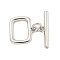 Brass Toggle Clasps, Cadmium Free & Nickel Free & Lead Free, Rectangle, Platinum, Rectangle: 12x12.5x1.8mm, Hole: 1.2mm, Bar: 17~18.5x4.5x2mm, Hole: 1.2mm