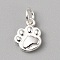 Brass Charms, with Jump Ring, Silver, Paw Print, 12x10x3mm, Hole: 4mm.