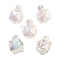 UV Plating Opaque Acrylic Pendants, Christmas Theme, Iridescent Two-tone, Top Drilled, Polygon, White, 21x16x16mm, Hole: 3mm