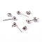 Brass Post Earring Findings, with Loop, Platinum, 15x6mm, Hole: 1mm, Ball: 4mm, Pin: 0.8mm