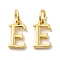 Brass Pendants, Cadmium Free & Nickel Free & Lead Free, with Jump Ring, Letter E, 10x6x1.5mm, ring: 5~6x0.8~1mm, inner diameter: 3~4mm