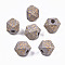 Painted Natural Wood Beads, Laser Engraved Pattern, Faceted, Polygon with Leopard Print, Light Grey, 10x10x10mm, Hole: 2mm