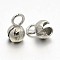 Brass Bead Tips, Platinum, 11x6mm, Hole: 3mm, Inner Diameter: 3mm