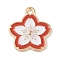 Alloy Enamel Pendants, Light Gold, Flower Charm, Red, 20x18x1mm, Hole: 1.8mm