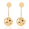 Alloy Stud Dangle Earrings, Golden, Flat Round, 80x30mm