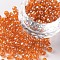 6/0 Glass Seed Beads, Trans. Colours Lustered, Round, Dark Orange, 4mm, Hole: 1.5mm, about 4500pcs/pound