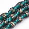 Handmade Gold Sand Lampwork Beads, Drum, Dark Cyan, 15~18x10~12mm, Hole: 1.5~2mm