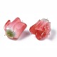 プラスチックビーズ  花  レッド  13~15x9~15x9~15mm  穴：0.8~1.2mm&nbsp;KY-N015-037E-3