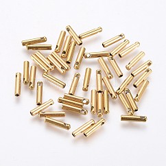 イオンプレーティング（IP）304ステンレススチールコードエンド  エンドキャップ  コラム  ゴールドカラー  7x1.6mm  穴：0.8mm  内径：1mm