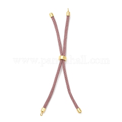 Nylon Twisted Cord Bracelet Making, Slider Bracelet Making, with Brass Findings, Golden, Pale Violet Red, 8.66~9.06 inch(22~23cm), Hole: 2.8mm, Single Chain Length: about 4.33~4.53 inch(11~11.5cm)