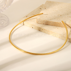Simple 304 Stainless Steel Round Cuff Choker Necklaces Fashion Jewelry for Women, Golden, Inner Diameter: 4.92 inch(12.5cm)