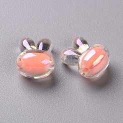 透明なアクリルビーズ  二層ビーズ  ABカラー  兎  鮭色  15.5x12x9.5mm  穴：2mm  約480個/500g&nbsp;TACR-S152-05B-SS2109