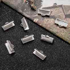 アイアン製カシメリボン止めエンドパーツ  銀色のメッキ  7x13mm  穴：2mm&nbsp;E005Y-S