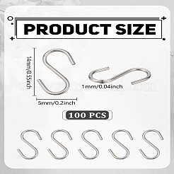 304ステンレススチールSフック留め具100個  ステンレス鋼色  14x5x1mm&nbsp;FIND-LP0003-44