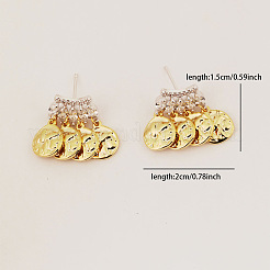 Brass Micro Pave Clear Cubic Zirconia Stud Dangle Earrings for Women&nbsp;WG245F2-01