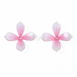 プラスチックビーズ  花  パールピンク  22x22x4.5~5.5mm  穴：1.4mm&nbsp;KY-N015-62