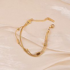 304 Stainless Steel Double Layers Snake Chain Bracelets for Women&nbsp;WG9B6B6-01