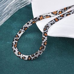 304 Stainless Steel Leopard Print Flat Snake Chain Necklaces for Women&nbsp;NJEW-A044-02B-P-01