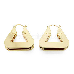 女性のための真鍮多層三角形フープ イヤリング  ニッケルフリー  ゴールドカラー  28.5x30x8mm  ピン：0.8mm&nbsp;EJEW-N011-90