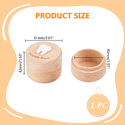 蓋付きの丸いプリント木製乳歯記念品ケース  古いレース  5.2x4.2cm&nbsp;CON-WH0113-12C