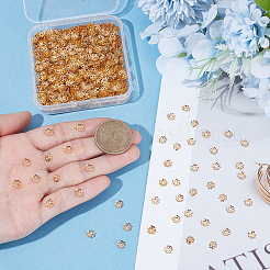 アイロンビーズキャップ2000個  カドミウムフリー＆鉛フリー  花  マルチ花弁  ゴールドカラー  6x1mm  穴：1mm&nbsp;IFIN-UN0001-24