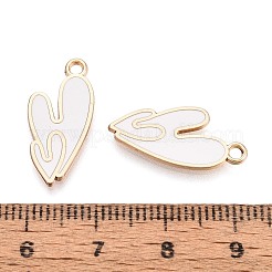 合金エナメルチャーム  ラックめっき  ハートチャーム  ゴールドカラー  ホワイト  21x10x1.2mm  穴：1.6mm&nbsp;ENAM-T022-92B-G