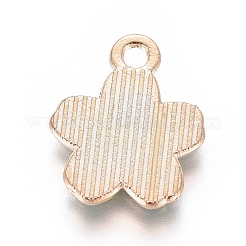 合金ペンダント  エナメル  花  ライトゴールド  ライトサーモン  15x12x1.5mm  穴：1.6mm&nbsp;X-PALLOY-I166-06KCG-B