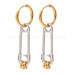 女性用304ステンレスフープピアス  ペーパークリップ  ゴールデン·ステンレス鋼色  45x16mm&nbsp;SA-CBA7B26-03GP-01