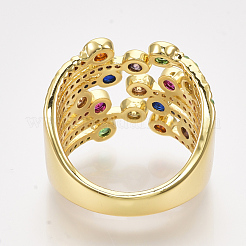 Brass Micro Pave Cubic Zirconia Cuff Rings&nbsp;RJEW-S044-047