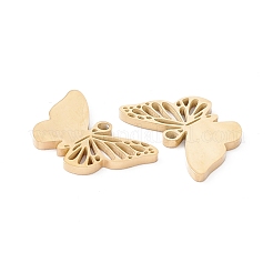 ステンレススチールチャーム201個  中空  蝶のチャーム  ゴールドカラー  12x18x1mm  穴：1.5mm&nbsp;STAS-G272-01G