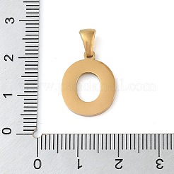 PVD真空メッキ304ステンレスペンダント  ゴールドカラー  レターチャーム  アルファベットのO  16.5x13.5x1.5mm  穴：5x3mm&nbsp;STAS-Z072-01G-O