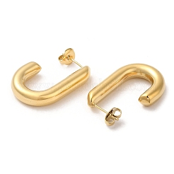 イオンプレーティング（IP）304ステンレススチールオーバルスタッドピアス  ハーフフープピアス  14KGP本金メッキ  19.5x5.5mm&nbsp;EJEW-Z022-26G