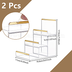 2Pcs 3-Tier Gold Edged Acrylic Minifigures Display Riser&nbsp;ODIS-WH0331-49B