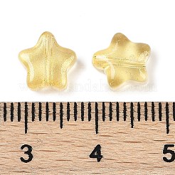 透明なスプレー塗装ガラスビーズ  きらめき力  スター  ゴールド  8x8x4mm  穴：1mm&nbsp;X1-GLAA-NH0003-01D