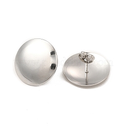 変色しない304ステンレススチール製フラットラウンドスタッドピアス（女性用）  ステンレス鋼色  20mm  ピン：0.8mm&nbsp;LS-EJEW-I281-06P