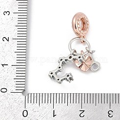 キュービックジルコニアのヨーロッパビーズ付き真鍮ペンダント  十二星座  牡牛座  29.5~35.5mm&nbsp;KK-Q015-01D