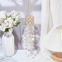 Crystal Glass & Iron Hanging Suncatchers&nbsp;HJEW-SP0001-88B