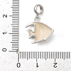 ロジウムメッキ 925 スターリングシルバー エナメル ヨーロピアン ダングル チャーム  大きな穴の魚のチャーム  プラチナ  紫色のメディア  22.5mm  穴：4.5mm&nbsp;STER-P062-01B-03