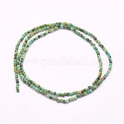 天然石アフリカンターコイズビーズ連売り  多面カット  ラウンド  2mm  穴：0.5mm  約176~200個/連  15.7インチ（40cm）&nbsp;G-F509-29-2mm