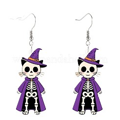 Cat Shape with Skeleton Acrylic Dangle Earrings&nbsp;FS-WG9EDFB-01