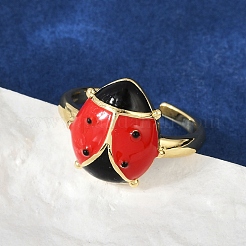 Brass Enamel Cuff Rings for Women&nbsp;RJEW-A059-03G