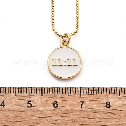 Rack Plating 11:11 Number Brass Enamel Pendants Necklaces&nbsp;NJEW-NH0001-05G
