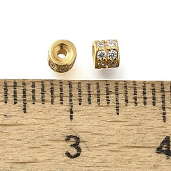 スターリングシルバーマイクロパヴェクリアキュービックジルコニアスペーサービーズ925個  コラム  18KGP本金メッキ  3x3mm  穴：0.8mm&nbsp;STER-U006-14G