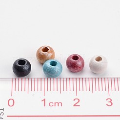 丸い天然木ビーズ  染め  無鉛の  ミックスカラー  5~6x4~5mm  穴：2~3mm  約7500個/500g&nbsp;WOOD-Q017-6mm-M-LF