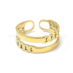 Ion Plating(IP) 304 Stainless Steel Open Cuff Ring&nbsp;RJEW-L109-024G